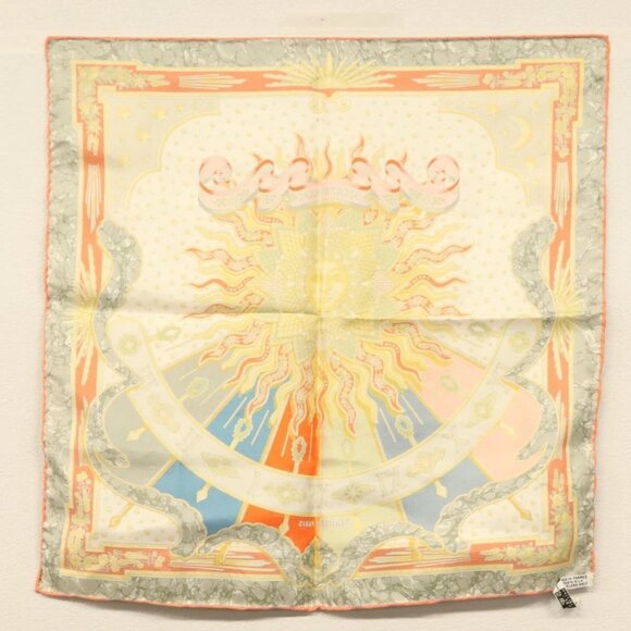 HERMES Carre 40 Scarf ""CARPE DIEM"" Silk Orange Auth - Picture 8 of 14